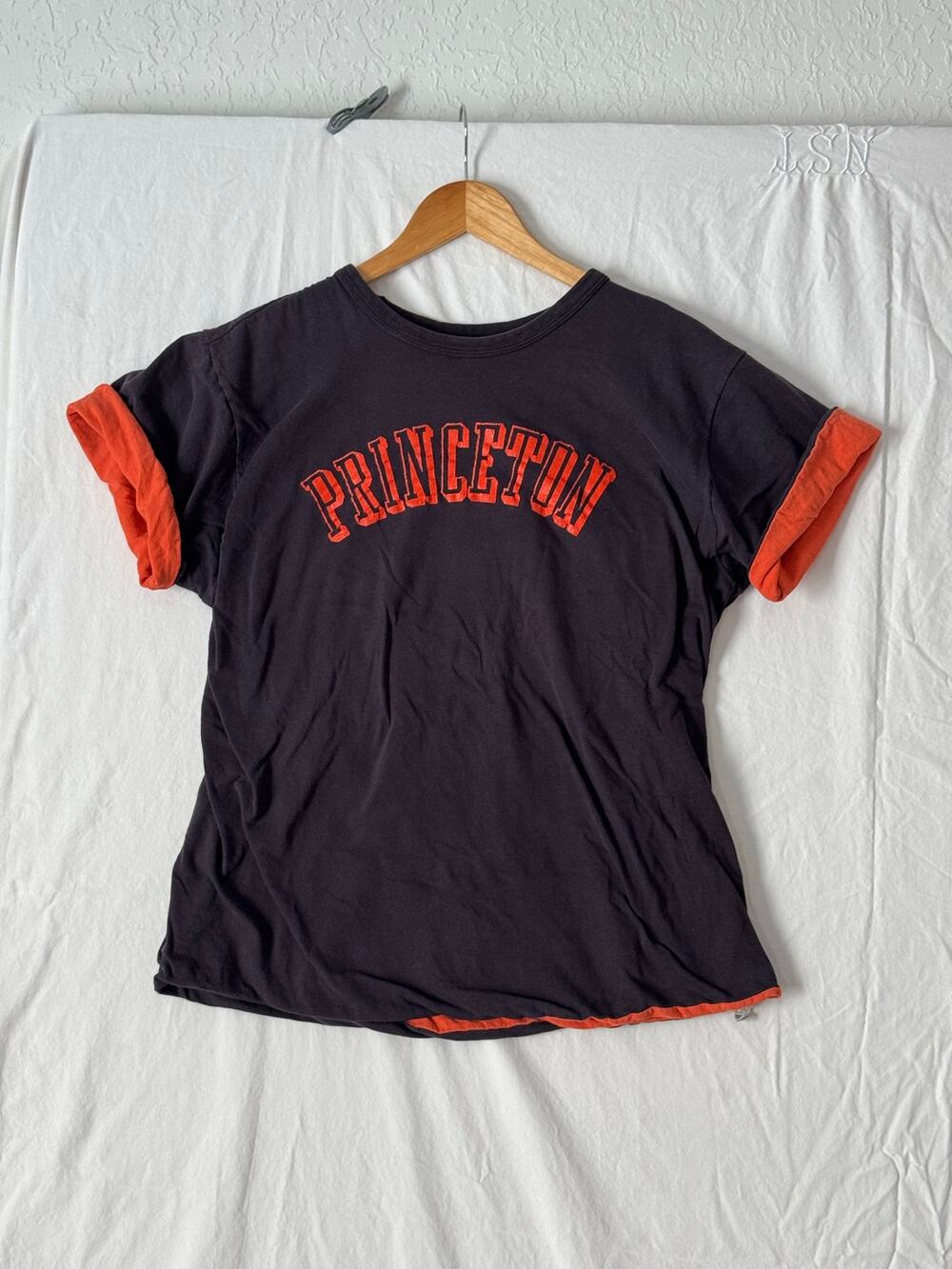 Vintage 80s Champion Princeton T Shirt Size X-Large Orange/Black Made In USA